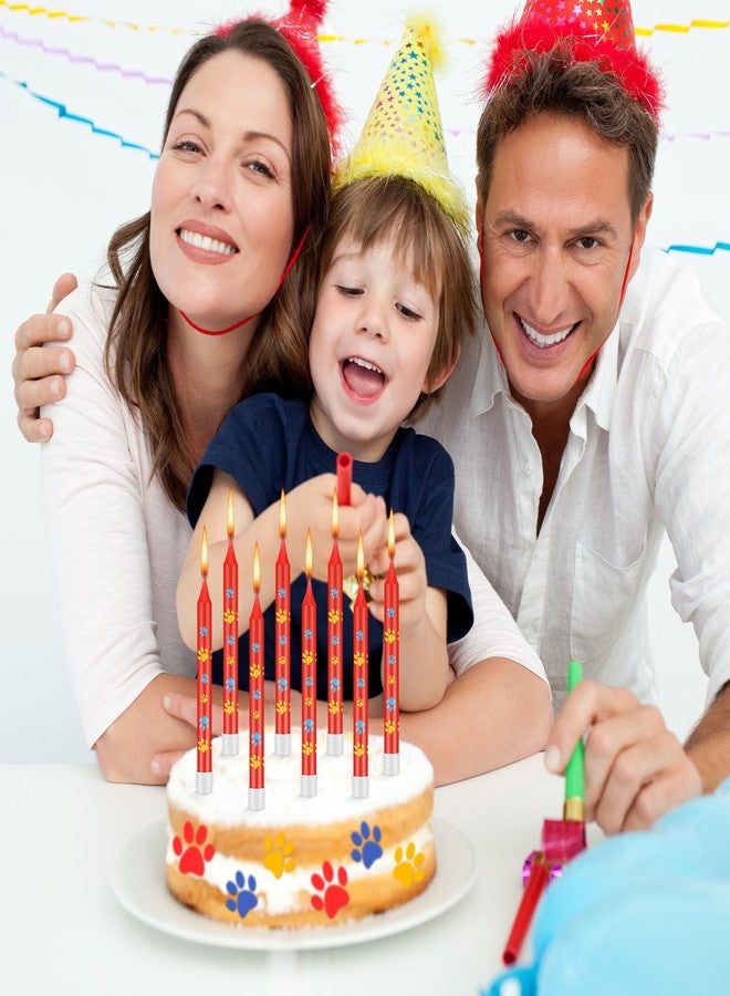 MTLEE 12 Pcs Blue Dog Paw Print Themed Birthday Candles Red Cupcake Topper for Boys Girls Dog Paw Prints Party Supplies Baby Shower Pet Puppy Cat Party Decorations - Image 5