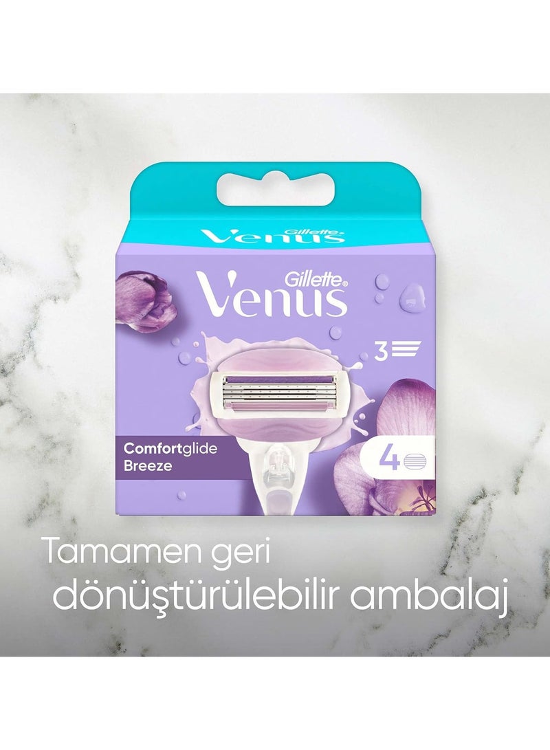 شفرات حلاقة جيليت فينوس كومفورت جلايد سبا بريز للنساء ، عبوة من 4 شفرات - Image 2
