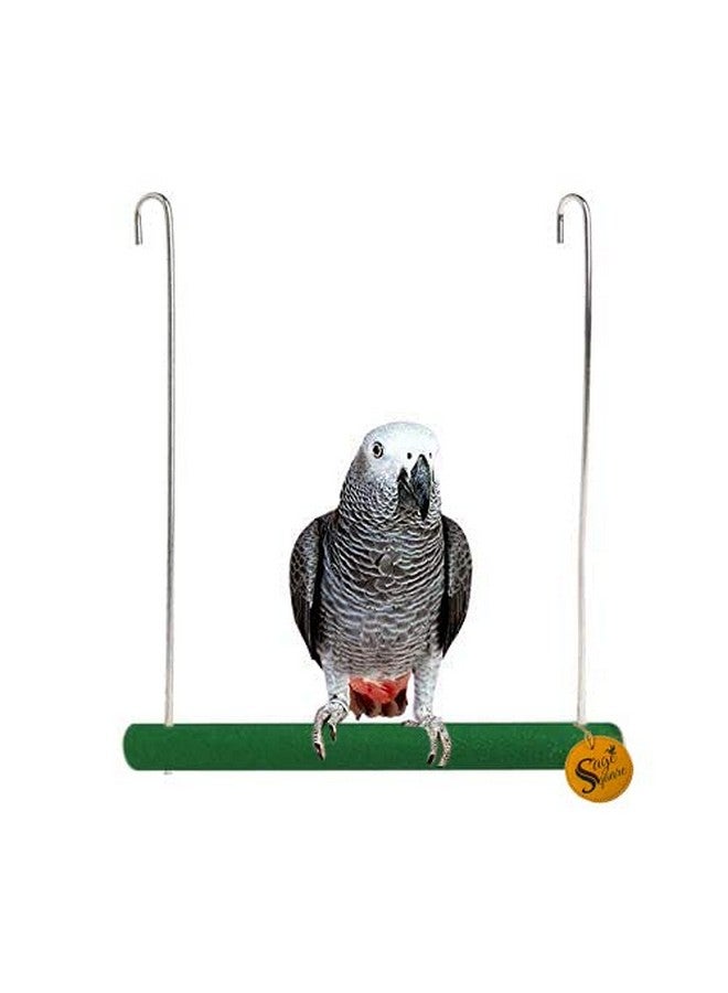 سايج سكوير أرجوحة خشبية طبيعية مرحة مع قفص معلق، منصة تسلق، تدريب، تمرين، مجثم رملي للطيور (صغير وكبير) (عبوة من قطعتين) - Image 2