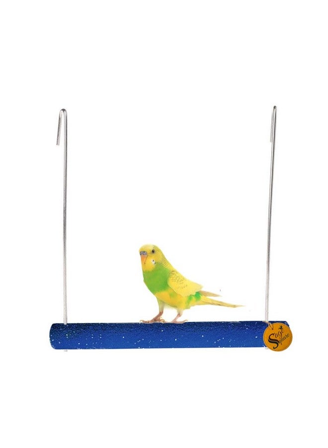 سايج سكوير أرجوحة خشبية طبيعية مرحة مع قفص معلق، منصة تسلق، تدريب، تمرين، مجثم رملي للطيور (صغير وكبير) (عبوة من قطعتين) - Image 3