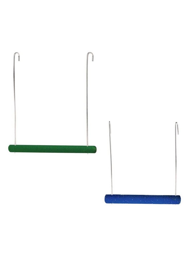 سايج سكوير أرجوحة خشبية طبيعية مرحة مع قفص معلق، منصة تسلق، تدريب، تمرين، مجثم رملي للطيور (صغير وكبير) (عبوة من قطعتين) - Image 1