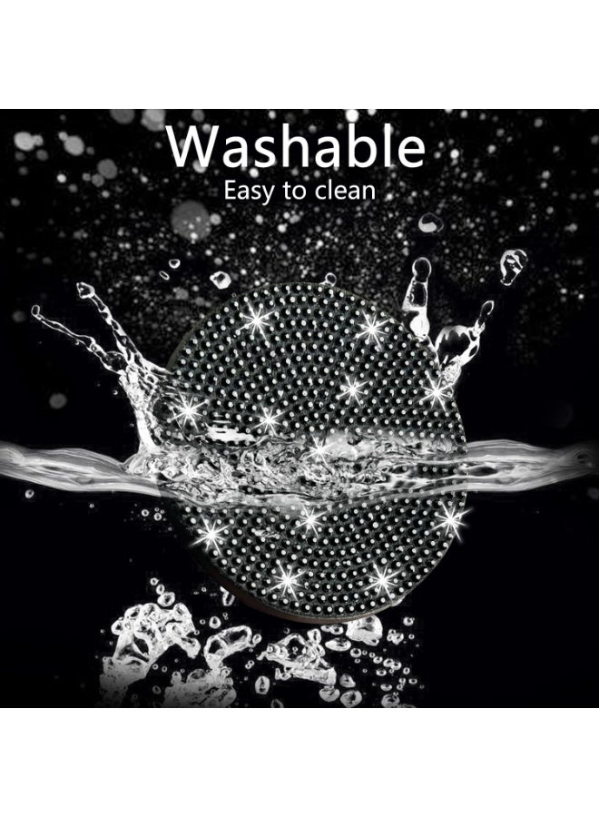 2pcs Bling Car Cup Holder Coaster, 2.75 inch Anti-Slip Shockproof Universal Fashion Vehicle Car Coasters Insert Bling Crystal Rhinestone Auto Automotive Interior Accessories for Women (2 pcs, Black) - Image 3