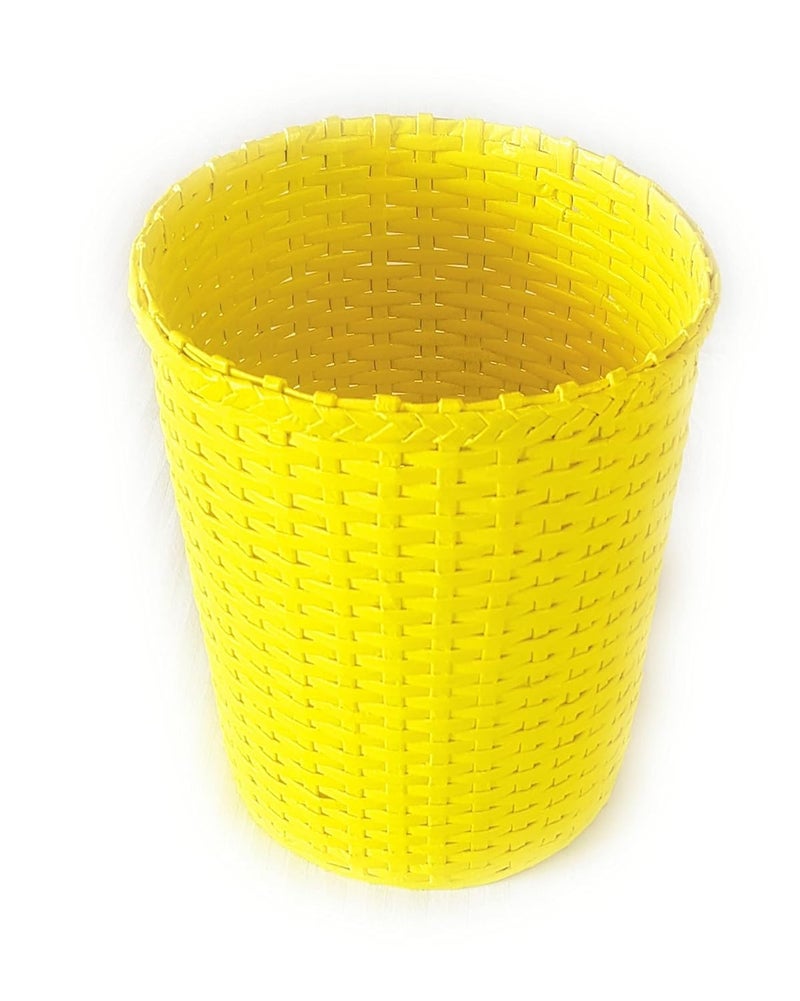Sonas Creation Paperus Yellow Opentop Dustbin Waste Basket Paper Bin Trash Can Storage Basket Standard Size 10 Liter 11 inch Tall EcoFriendly Handmade of Paper Ropes - Image 2