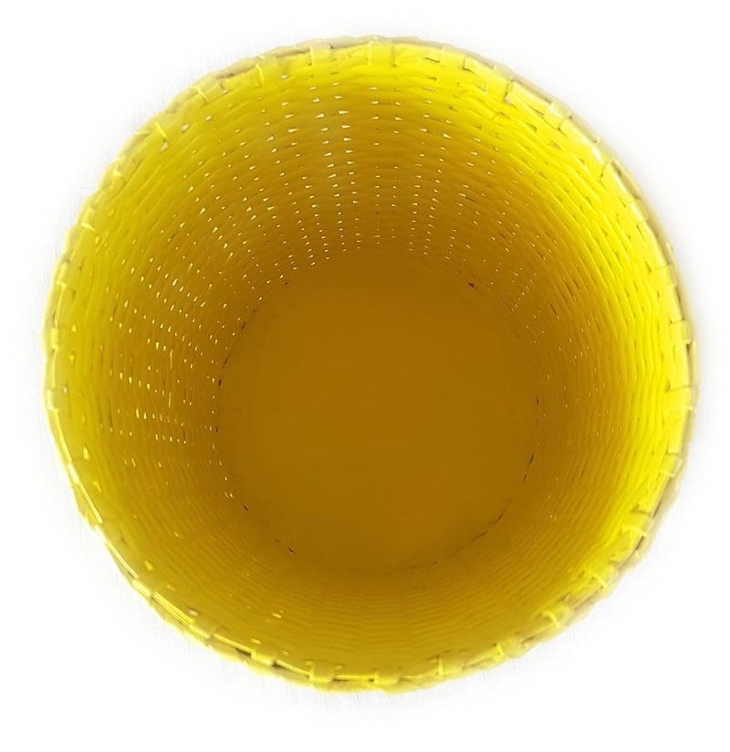 Sonas Creation Paperus Yellow Opentop Dustbin Waste Basket Paper Bin Trash Can Storage Basket Standard Size 10 Liter 11 inch Tall EcoFriendly Handmade of Paper Ropes - Image 4