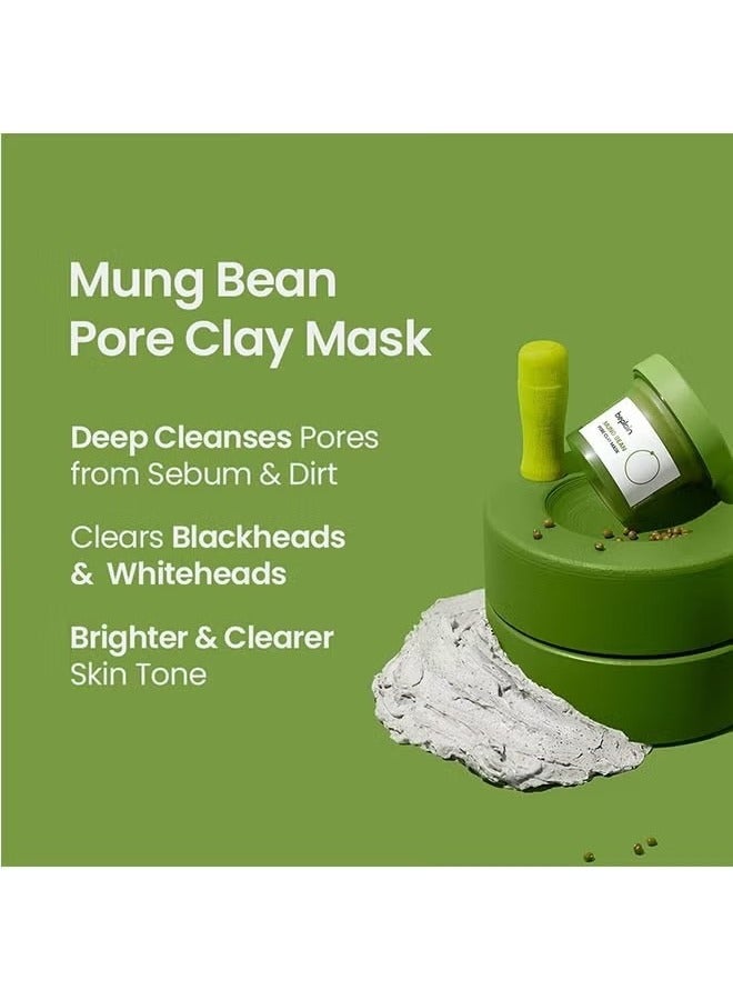 beplain Mung Bean Pore Clay mask 120ml, Wash Off Mask for Blackhead and Whitehead Care, Gently Exfoliate and Tighten Pores - Image 5