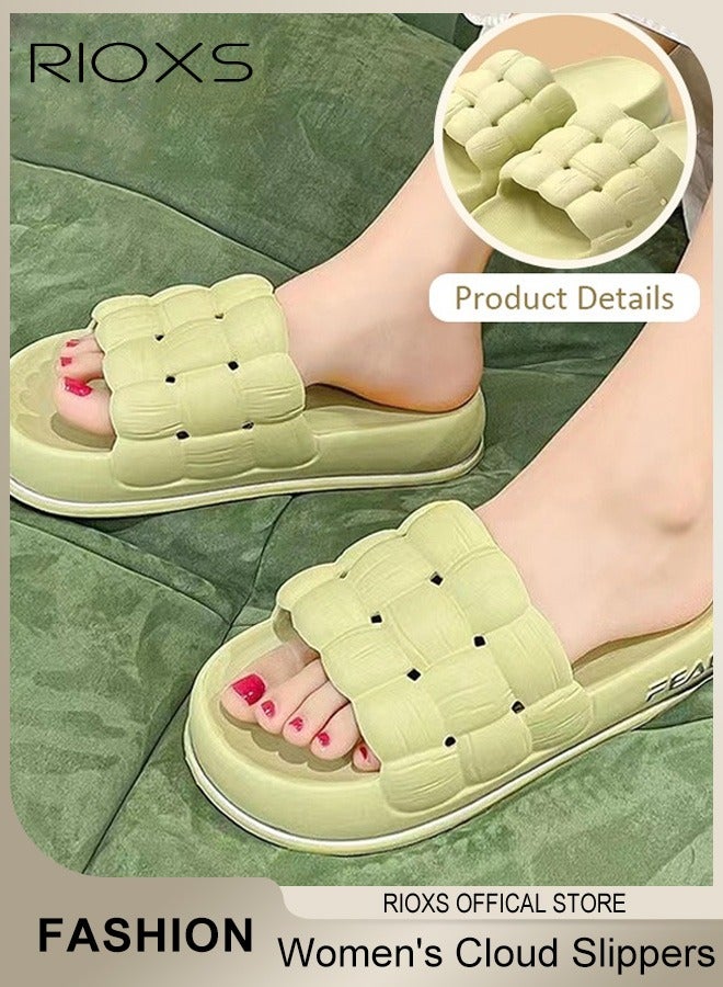 RIOXS Women's Cloud Slippers Braided Straps Sandals Non-Slip Quick Drying Open Toe Slippers Super Soft Sole Sandals For Outdoor Or Indoor Use  - Image 2
