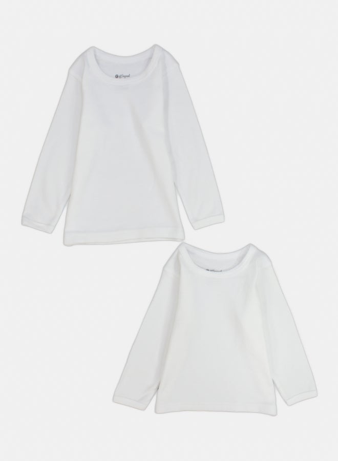 El Sayaad Unisex Plain White Long-Sleeved Undershirt (Pack Of 2) - Image 1