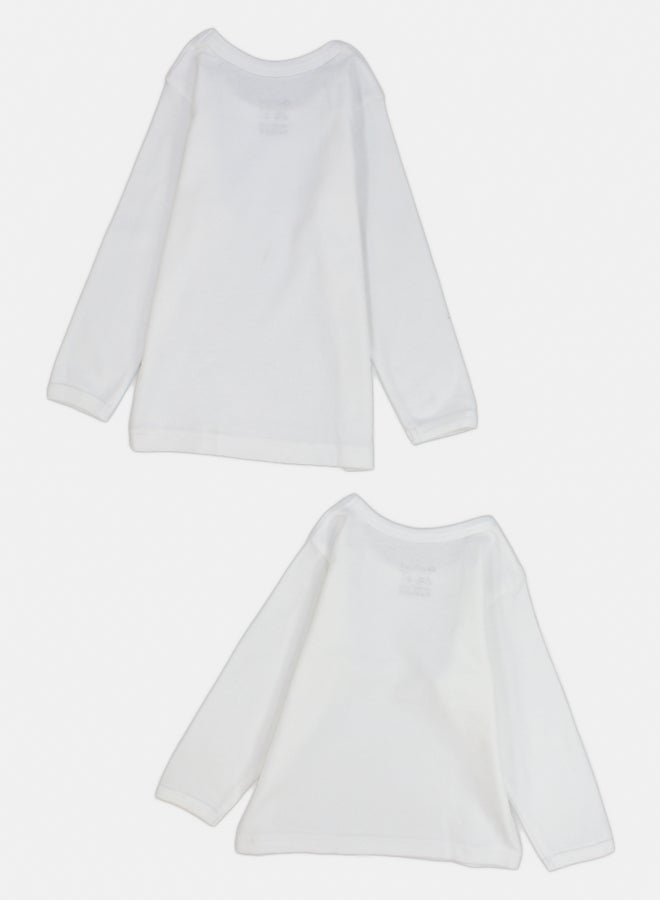 El Sayaad Unisex Plain White Long-Sleeved Undershirt (Pack Of 2) - Image 2