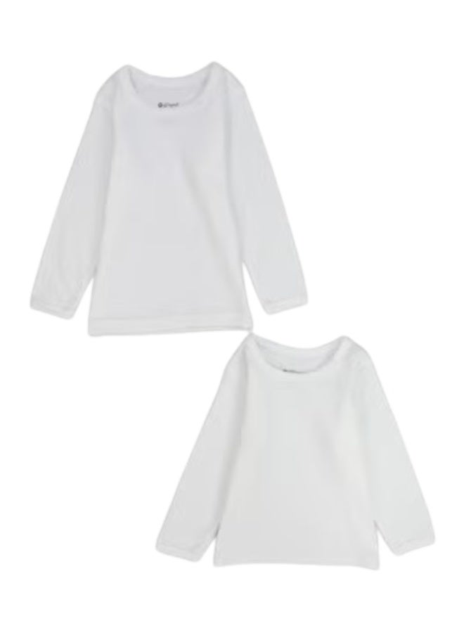 الصياد قميص داخلي أبيض بأكمام طويلة - للجنسين (عبوة من قطعتين) - Image 1