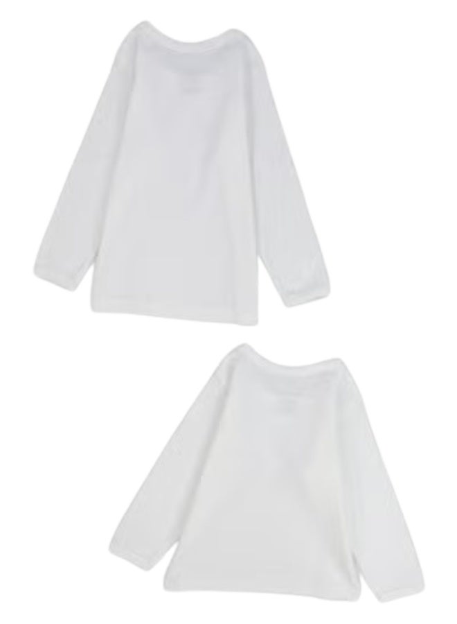 الصياد قميص داخلي أبيض بأكمام طويلة - للجنسين (عبوة من قطعتين) - Image 3