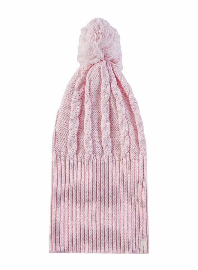 Snugtime Cotton Cable Pom Pom Beanie-Pink|Baby Cap|Jacquard Design|for Girls-Medium-Fits Upto 50 cm - Image 3