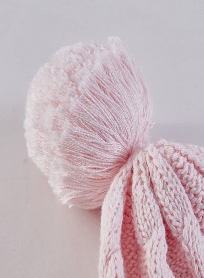 Snugtime Cotton Cable Pom Pom Beanie-Pink|Baby Cap|Jacquard Design|for Girls-Medium-Fits Upto 50 cm - Image 4