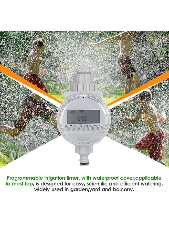Solar Powered Water Irrigation Timer Electronic Programmable Automatic Watering Controller Hose Faucet Timer with LCD Display for Garden Lawn