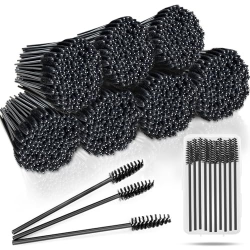 EWVVSS 600Pcs Mascara Wands Disposable Eyelash Brush with Container Spoolies for Eyebrows ExtensionsBlack - Image 1