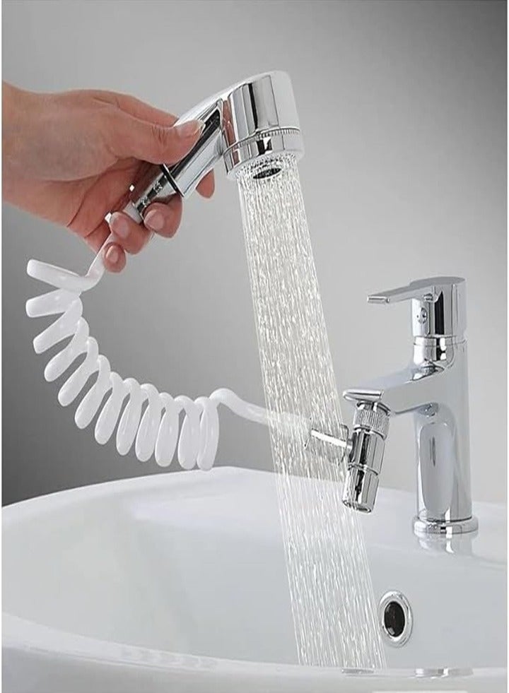 Kitchen Bathroom Pets and Kids Handheld Shower Head with 1.5m Hose, Diverter Valve and Bracket, Easy to Install, Practical and Compact, Suitable for Bathtub Laundry Kitchen Faucet Extender - Image 1
