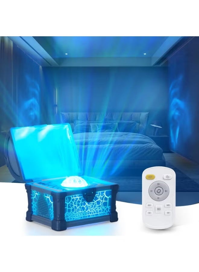 BlueFire Galaxy Treasure Chest Aurora Borealis Projector Night Light with Bluetooth Speaker & White Noise | Vintage Crackle Chest Design | Dimmable Northern Lights Ceiling Projector for Bedroom, Kids & Adults | Sleep Aid, Meditation & Party Light with Remote & Timer | Relaxing Room Decor Gift - Image 1