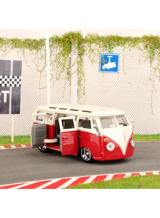 BURAGO 1 32 Scale Volkswagen Bus Model Car Alloy Red White Vintage Collectible - Image 1