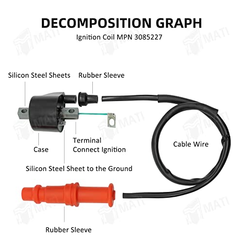 M MATI Ignition Coil & Spark Plug & CDI for Polaris Sportsman 500 Big Boss 500 Ranger 500 3085227 3070175 3085639 - Image 3