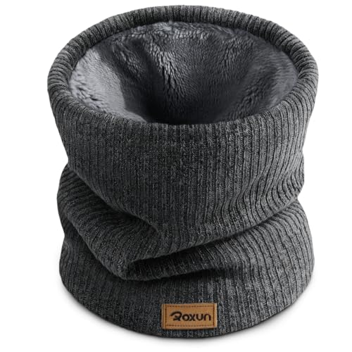 ROXUN Winter Neck Gaiter, Neck Warmer Cover Ski Gaiters for Men/Women Fleece Thick Elegant Stylish Dark Gray - Image 1