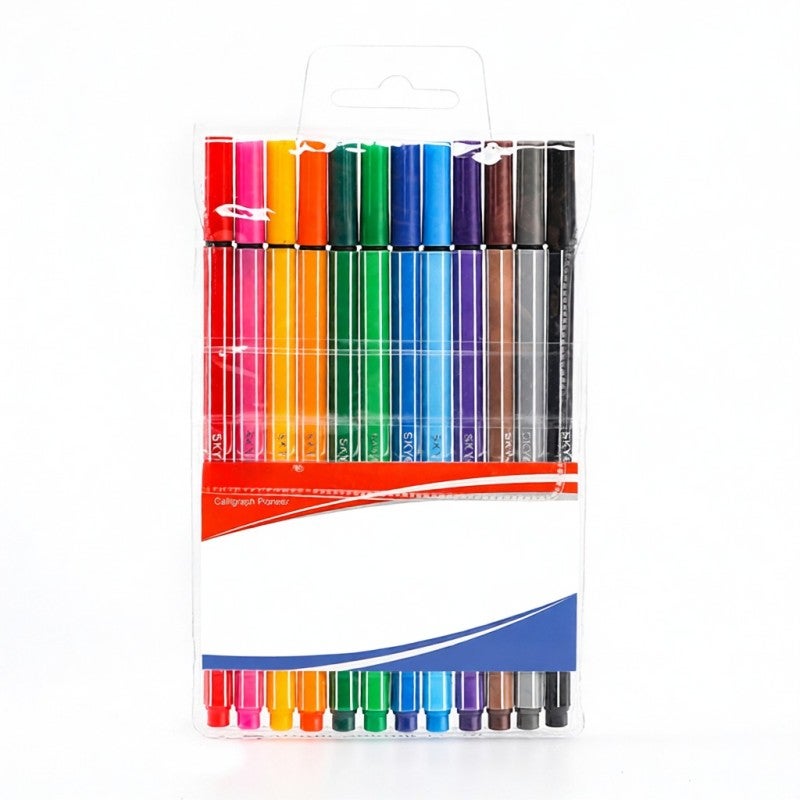 Fine Liners 12 Vibrant No-Duplicate Colors 0.4mm Fine Point Smooth Even Ink Output - Ergonomic Hexagonal Comfort Grip Drawing Tools for School Students Office Workers Artists - Image 4