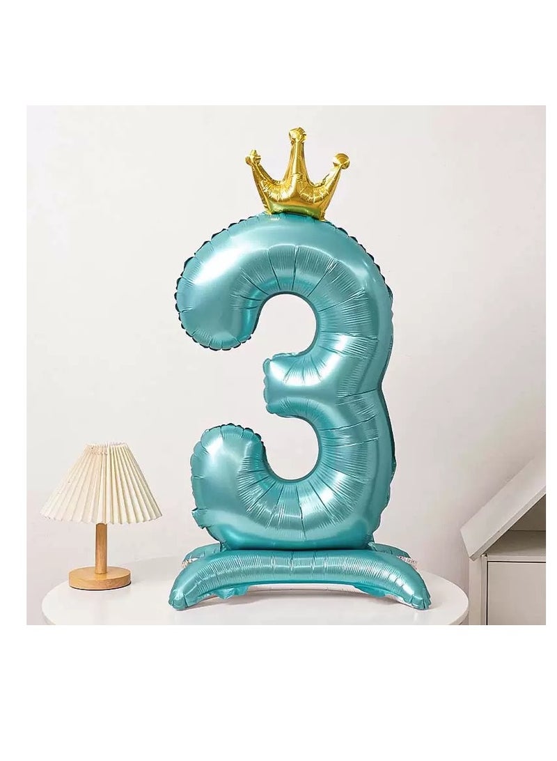 Large  No. 3 Balloon With Crown And Base Birthday Decoration Scene Arrangement