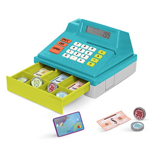 Battat Toy Cash Register For Kids Toddlers 48 Pieces With Toy Money Credit Card Pretend Play 3 Years