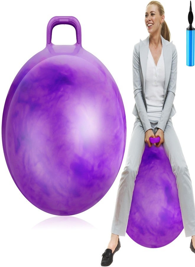 Lewtemi Hopper Ball for Adults, 29 Inch Bouncing Ball Hippity with Handle Rubber Hop, Jumping Hopping Exercise with Air Pump for Outdoors Sports Games Exercise (Gradient Purple) - Image 1