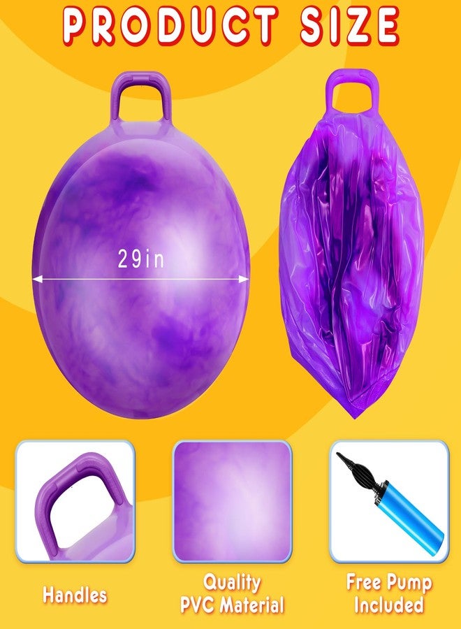 Lewtemi Hopper Ball for Adults, 29 Inch Bouncing Ball Hippity with Handle Rubber Hop, Jumping Hopping Exercise with Air Pump for Outdoors Sports Games Exercise (Gradient Purple) - Image 2