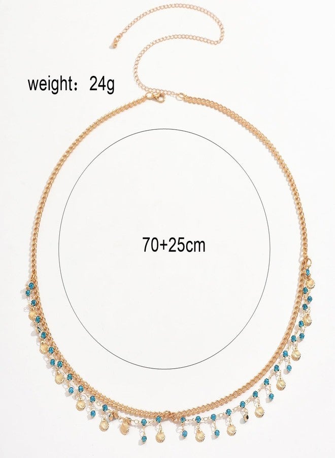 سلسلة خصر للنساء، سلسلة خصر ذهبية، مجوهرات شاطئية أنيقة للنساء، سلسلة خصر تقليدية لحفلات الزفاف والمناسبات الاحتفالية - Image 4