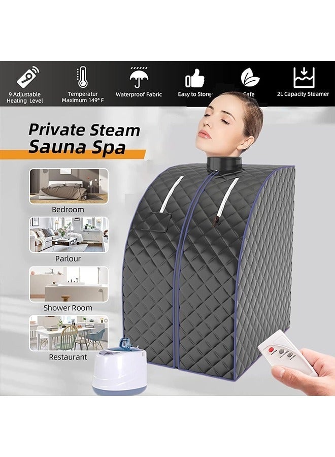 Arabest 1000W Portable Steam Sauna, Full Size Personal Home Spa with Remote Control,9 levels adjustment Temperature Steamer(2L), Intelligent Timing,Fast Heating,Portable Sauna for Home with Foldable Chair - Image 3