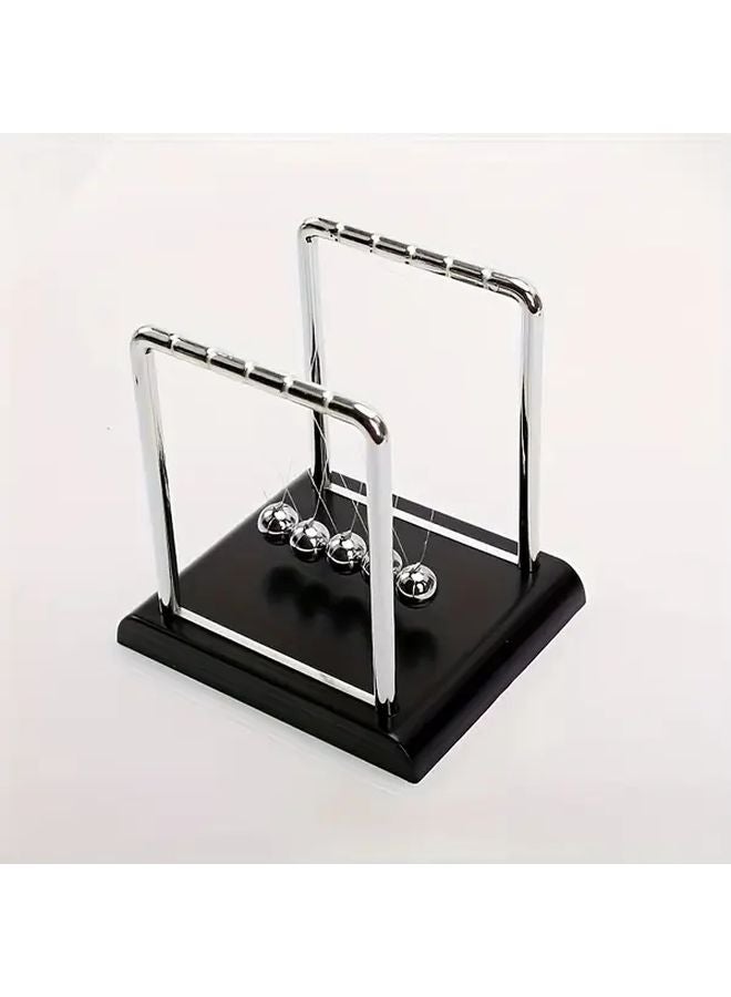 Black Newtons Cradle Metal Ball Physics Science Toy Educational Desktop Decor - Image 1