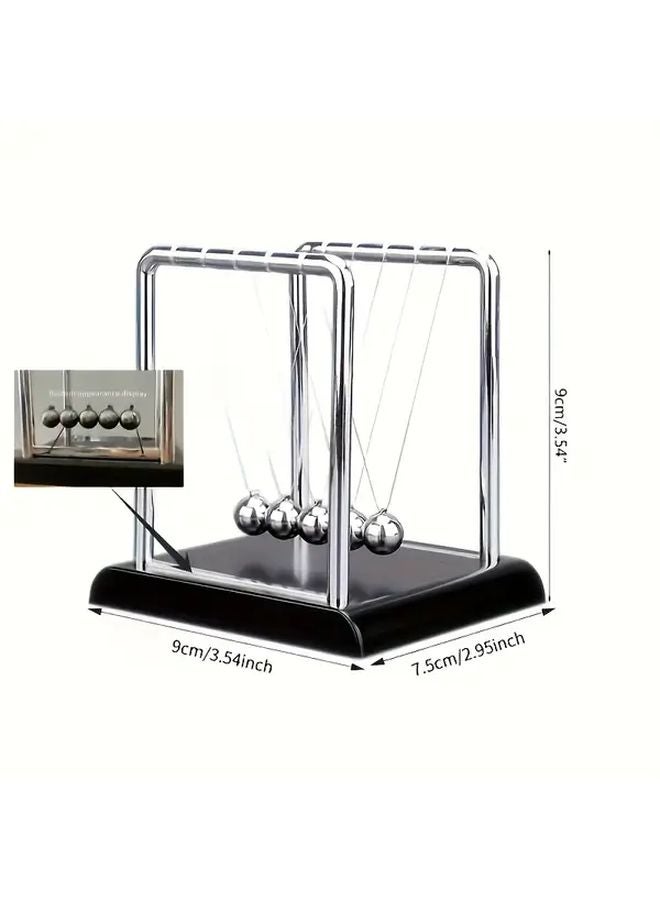 Black Newtons Cradle Metal Ball Physics Science Toy Educational Desktop Decor - Image 3