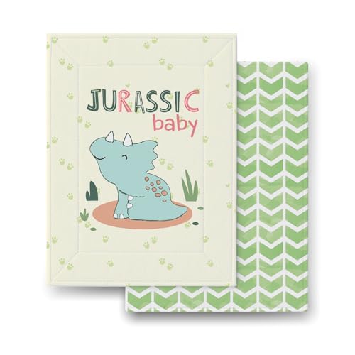 Tidy Sleep Baby Changing Mat – Waterproof, Foldable, Padded Diaper Changing Sheets for Newborns & Infants – Pack of 2, Little Dino Boy (65 cm x 45 cm) - Image 1
