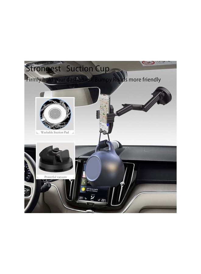 S-TOP Commercial Truck Phone Holder Mount, Heavy Duty Cell Phone Holder for Truck Dashboard Windshield 16.9 Inch Long Arm Super Suction Cup Black, Stable - Image 1