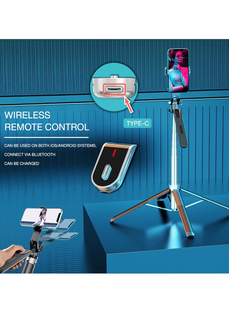 حامل ثلاثي القوائم لصور السيلفي قابل للسحب، يدعم جهاز التحكم عن بعد عبر البلوتوث، مناسب لتصوير مقاطع فيديو السيلفي، بطول 1.8 متر - Image 5