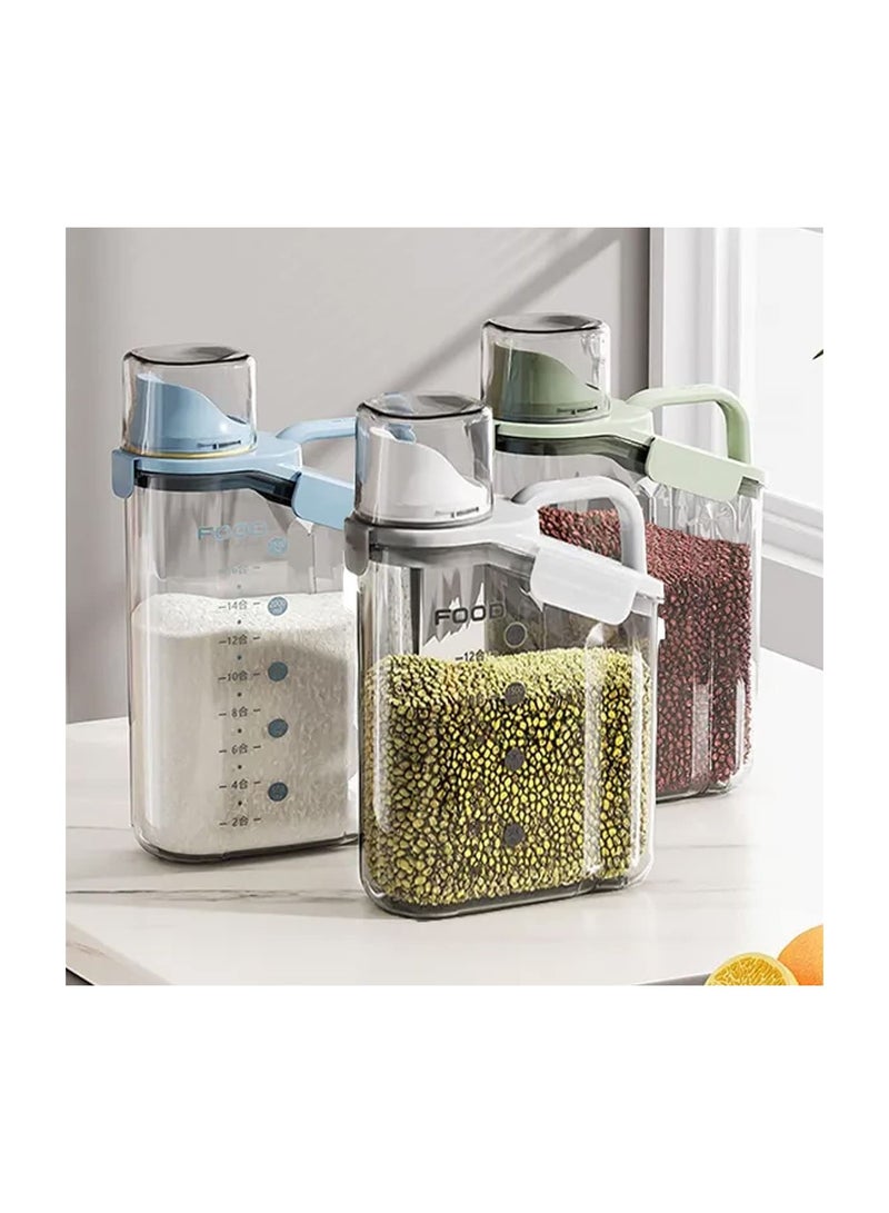 Reko 3Pcs Cereal Containers Set | Premium Quality 2.8L / 2.8KG Capacity Airtight Food Storage Container | BPA Free Plastic Rice Storage Bin/Dispenser + Measuring Cup & Pour Spout - Image 1