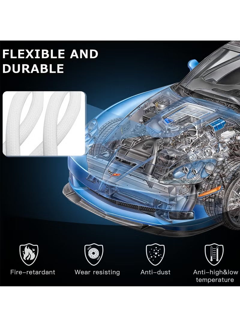 طاء كابل مضفر قابل للتعديل بطول 3 متر/9.84 قدم، غطاء لادارة الاسلاك للتلفزيون والمكتب والكمبيوتر مع منظم اسلاك مقاومة للاشتعال وواقي (أبيض) - Image 5