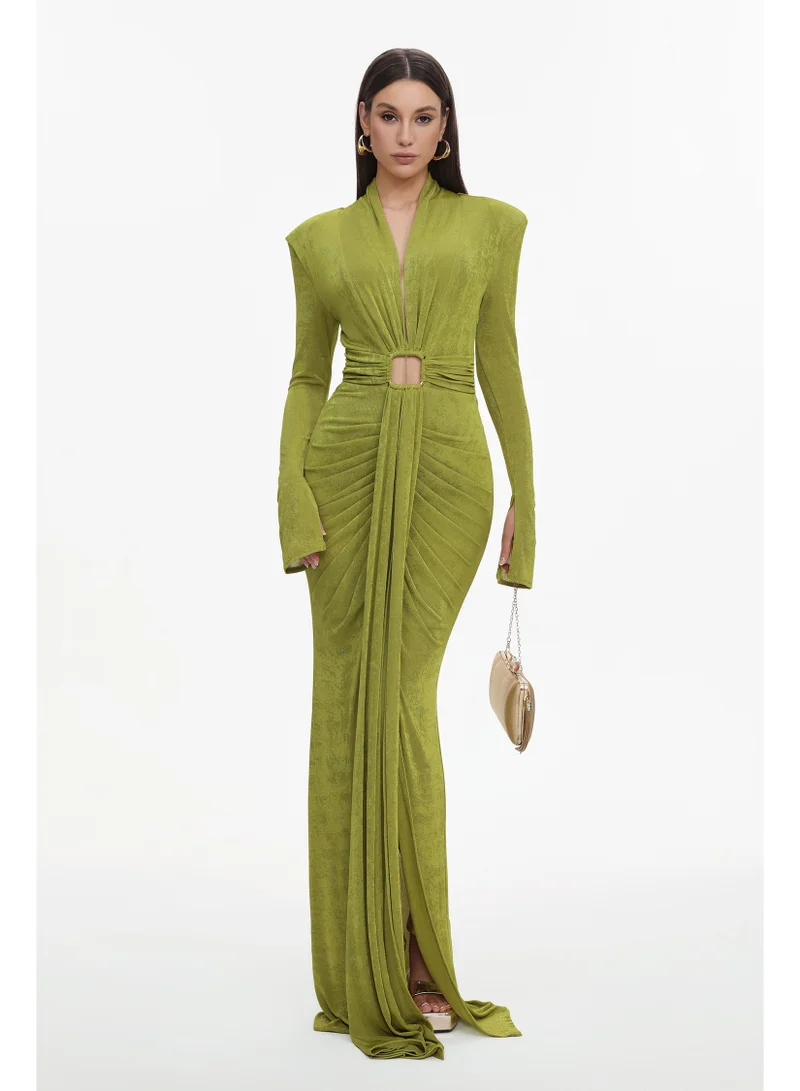 Bella Barnett Naomi V-neck Long Sleeves Maxi Dress