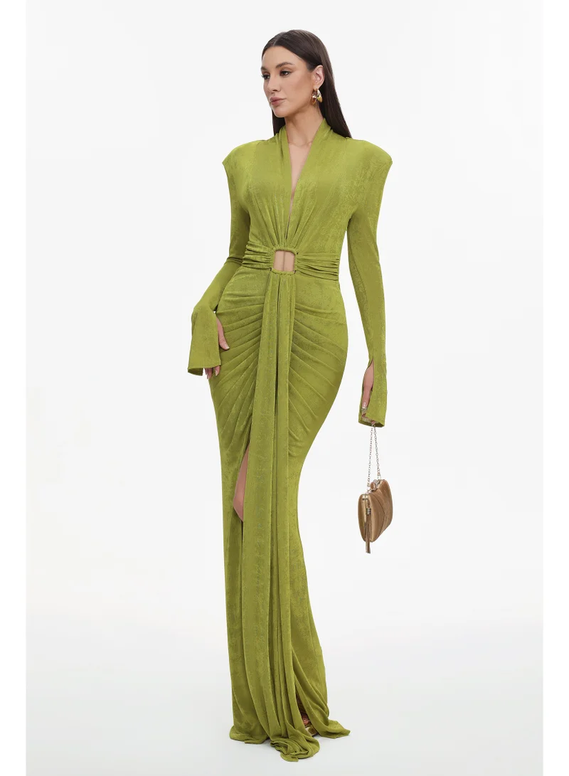 Bella Barnett Naomi V-neck Long Sleeves Maxi Dress