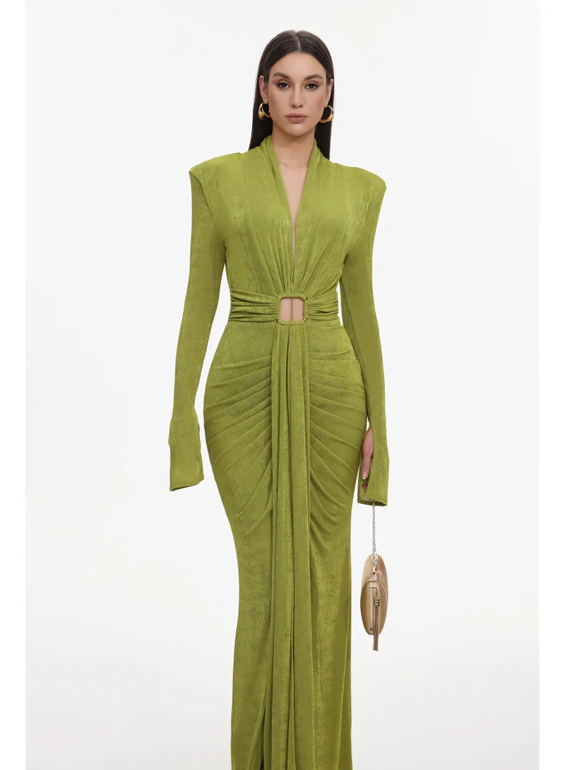 Bella Barnett Naomi V-neck Long Sleeves Maxi Dress