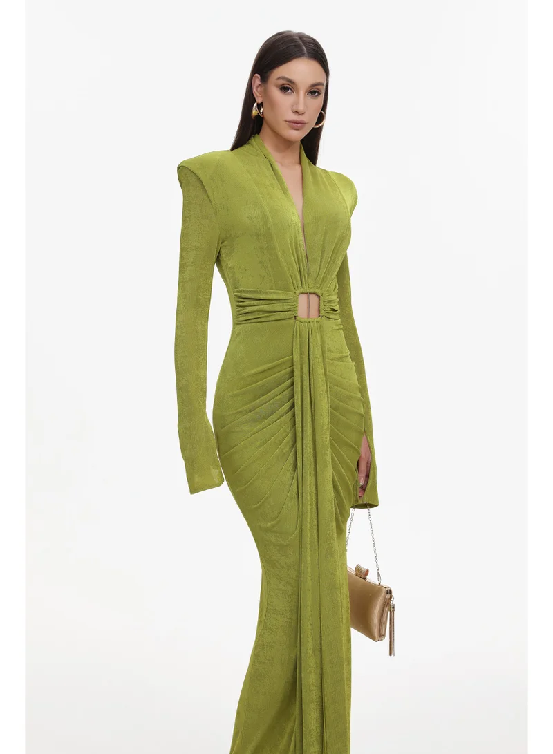 Bella Barnett Naomi V-neck Long Sleeves Maxi Dress