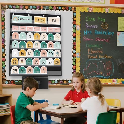 AKAYOK Standard Pocket Charts for Classroom, Interactive and Versatile Pocket Chart 28"x28" Sentence Strip Holder for Vocabulary, Practice Spelling, Display Number Patterns (Black) - Image 2