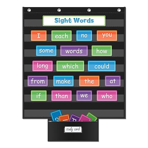 AKAYOK Standard Pocket Charts for Classroom, Interactive and Versatile Pocket Chart 28"x28" Sentence Strip Holder for Vocabulary, Practice Spelling, Display Number Patterns (Black) - Image 1