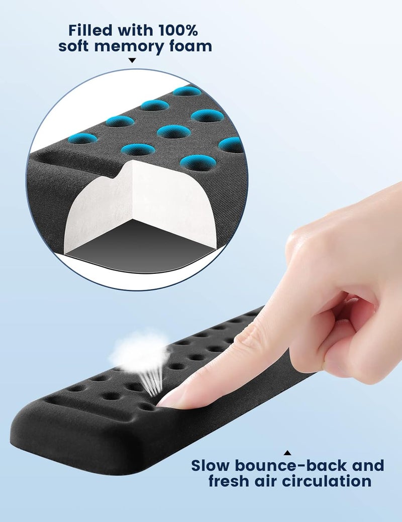 Vaydeer Keyboard and Mouse Wrist Rest Set Gaming Memory Foam Ergonomic Hand Palm Rest Support for Computer, PC, Laptop, Mac Typing and Wrist Pain Relief and Repair (17.3 Inch, Black) - Image 4