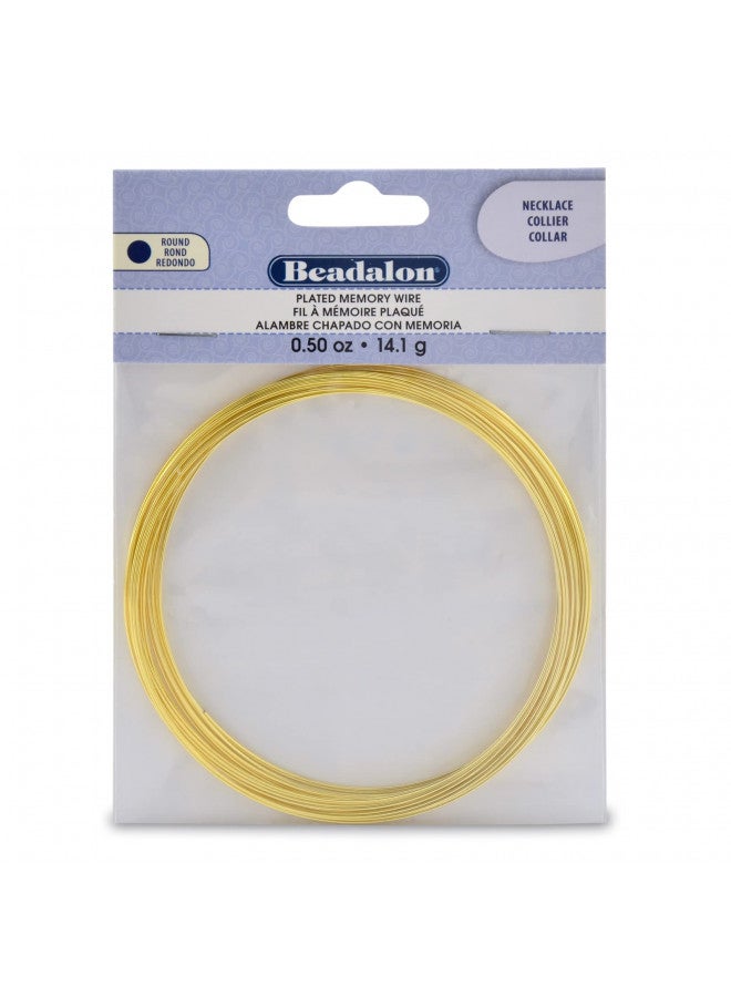 Beadalon Carbon Steel Memory Wire, Round, Necklace, Gold Color, 0.5 oz, approx. 18 coils - Image 1