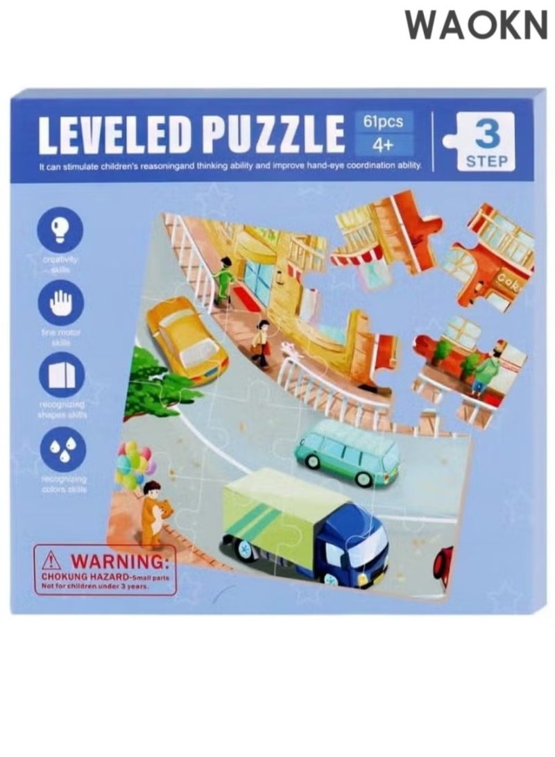 دبليو أيه أو كي أن الألغاز المغناطيسية للأطفال السفر الألغاز طفل صغير الأنشطة لعبة للبنين والبنات تعلم المغناطيس لحركة المرور على الطريق مجموعة