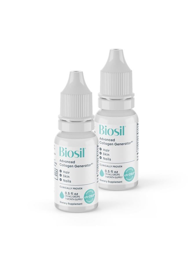 BIOSIL Collagen Booster Supplement - 0.5 fl oz Drops, Pack of 2 - Patented ch-OSA Activator for Skin, Hair, Nails & Joints - Supports Natural Production - 60-Day Supply - Image 1