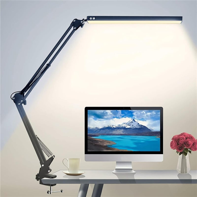 WEMART Desk Lamp, Swing Arm Desk Light With Clamp, 3 Lighting 10 Brightness Eye-Caring Modes, Reading Desk Lamps For Home Office 360 Degree Spin With Usb - Image 1