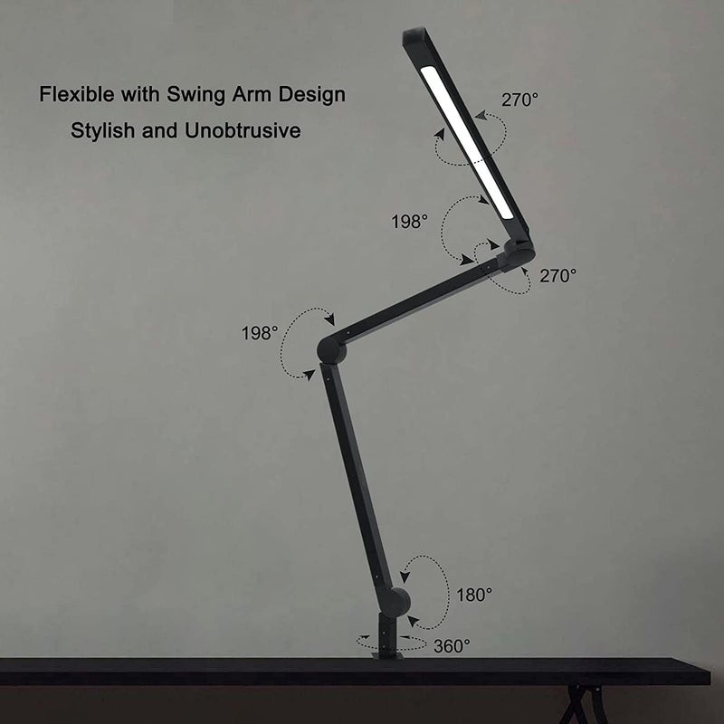 WEMART Desk Lamp, Swing Arm Desk Light With Clamp, 3 Lighting 10 Brightness Eye-Caring Modes, Reading Desk Lamps For Home Office 360 Degree Spin With Usb - Image 5
