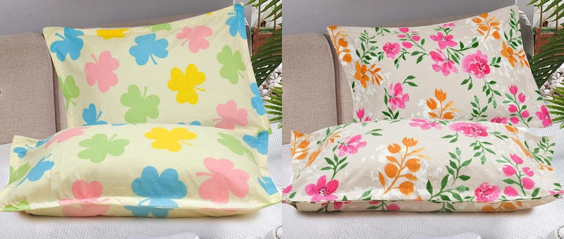 RRC Super Soft Brushed Microfiber Cotton Pillow Covers,Set of 4 Pieces Pillow Covers,17X27(Inches) 43X68(CM) Printed Pillow Covers,Flange on Edges Pillow Covers - Image 1